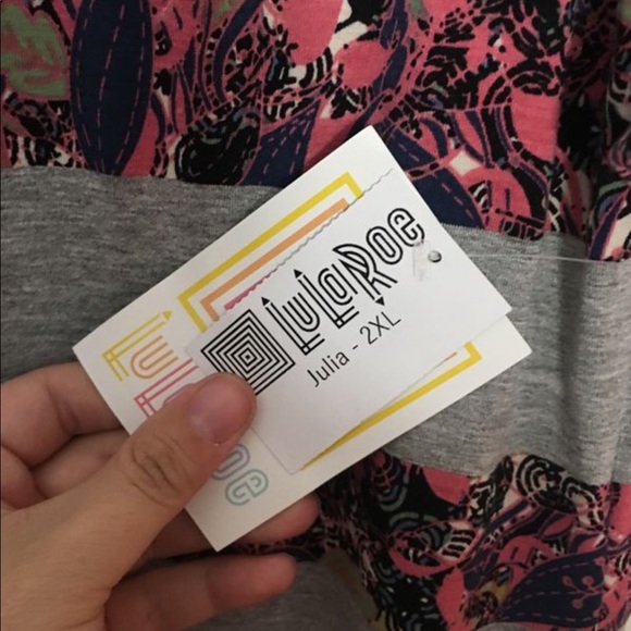 Lularoe Julia new with tags grey pink - Picture 4 of 4